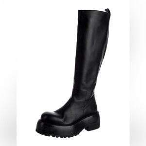 Paloma Barcelo Knee High Platform Chunky Black Leather Boots 40/10